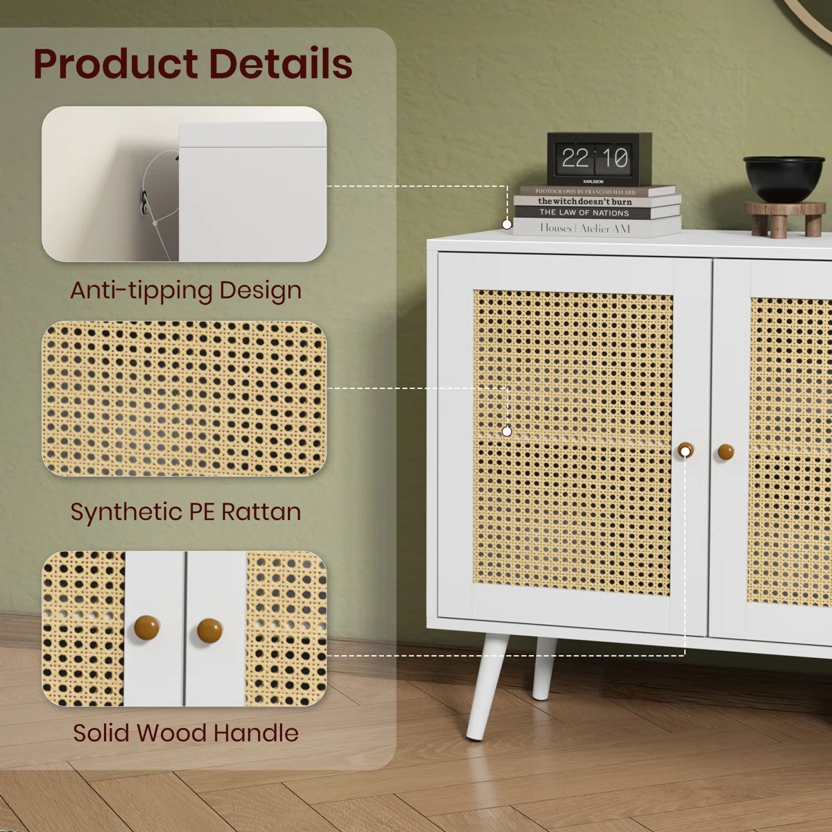 Remon Lemari Kabinet Retro Rotan Cat Duco3