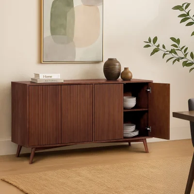 Renna Lemari Kabinet Kaki Retro 4 Pintu Kayu Jati