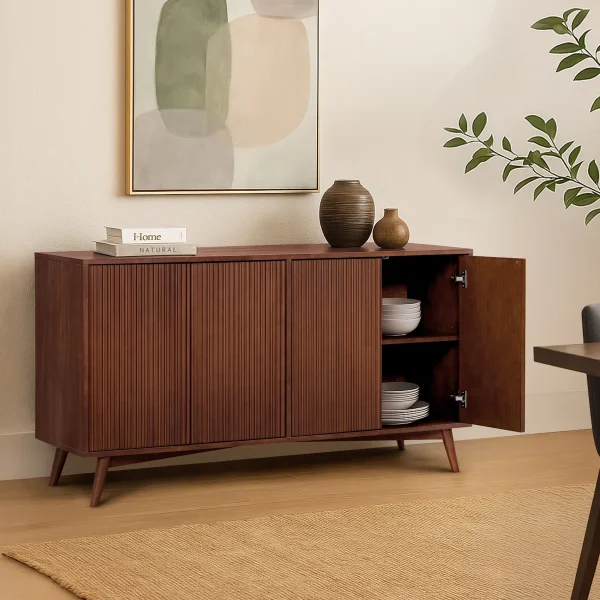 Renna Lemari Kabinet Kaki Retro 4 Pintu Kayu Jati