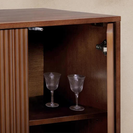 RENNA Lemari Kabinet Kaki Retro 4 Pintu Kayu Jati