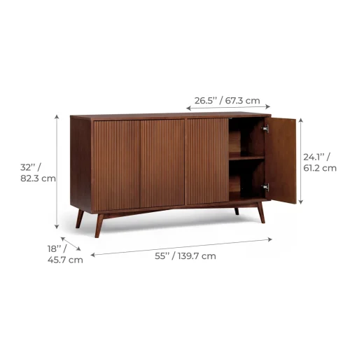 RENNA Lemari Kabinet Kaki Retro 4 Pintu Kayu Jati
