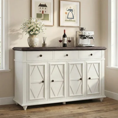 Saskia Lemari Kabinet 4 Pintu Cat Duco Kayu Minimalis
