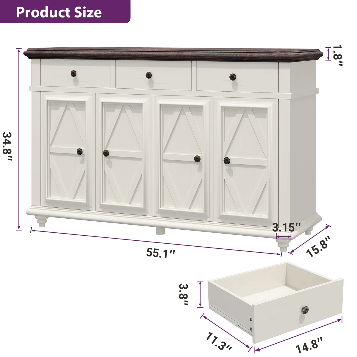 Saskia Lemari Kabinet 4 Pintu Cat Duco Kayu Minimalis4