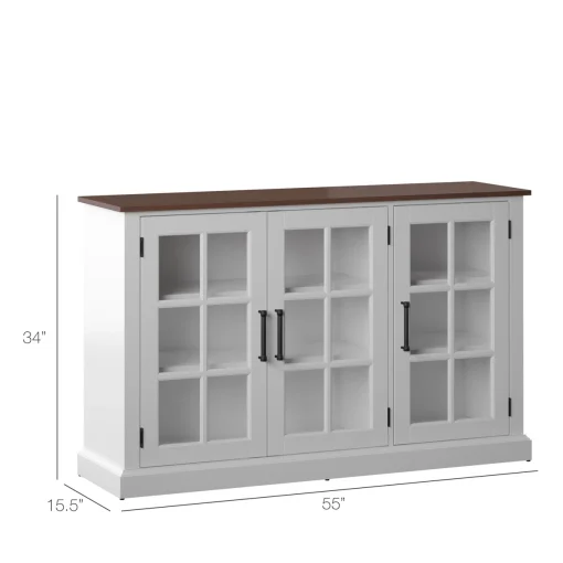 TALEKA Lemari Kabinet Duco 3 Pintu Kaca Top Kayu