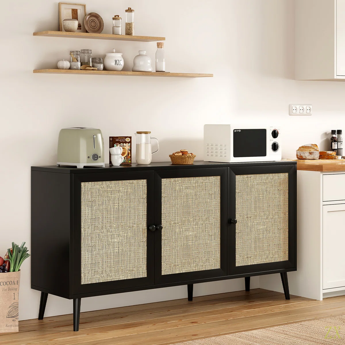 Velez Lemari Kabinet Retro Pintu Rotan Cat Duco