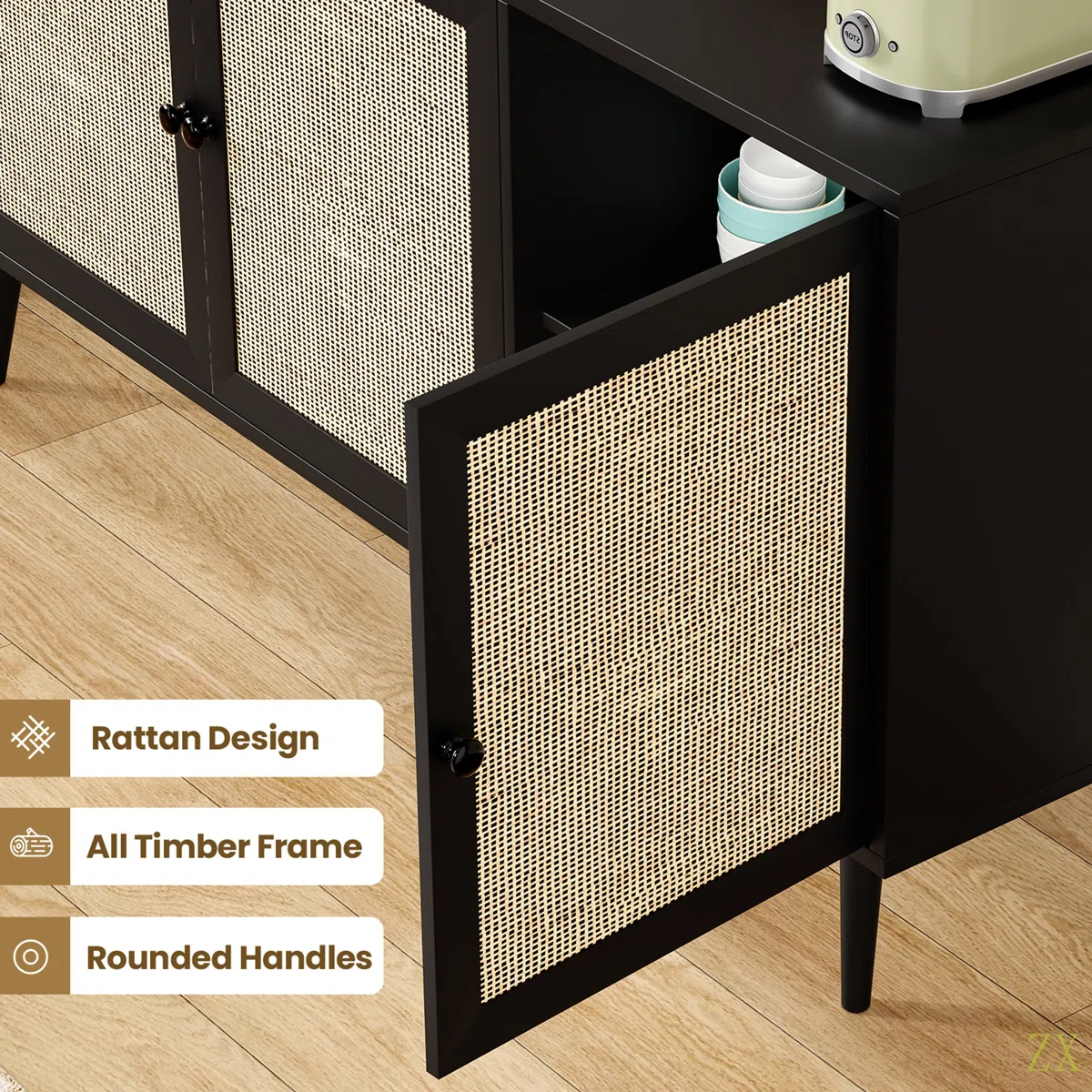 Velez Lemari Kabinet Retro Pintu Rotan Cat Duco2