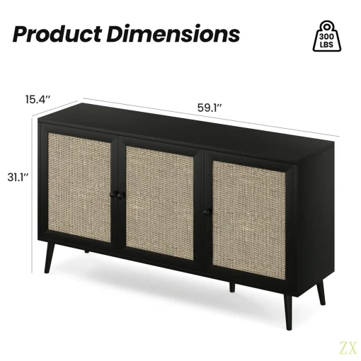 VELEZ Lemari Kabinet Retro Pintu Rotan Cat Duco Minimalis