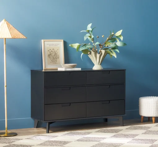 YABE Lemari Kabinet 6 Laci Cat Duco Hitam Minimalis
