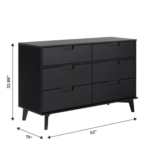 YABE Lemari Kabinet 6 Laci Cat Duco Hitam Minimalis