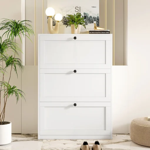 ALEVA Rak Sepatu 3 Laci Cat Duco Putih Minimalis Modern