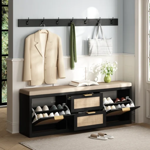 ANTE Rak Sepatu Rotan 2 Pintu 2 Laci Plywood Tacoshet