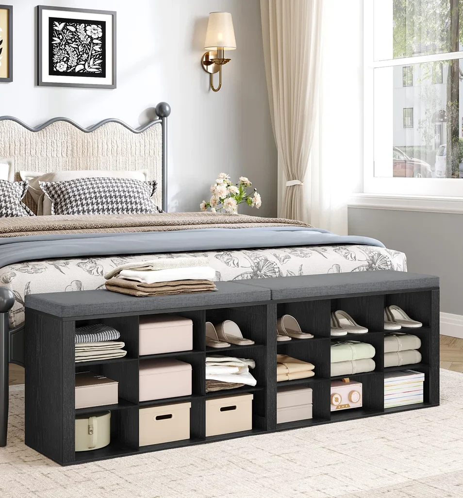 Atara Rak Sepatu Plywood Black Serat Top Bantalan Jok1