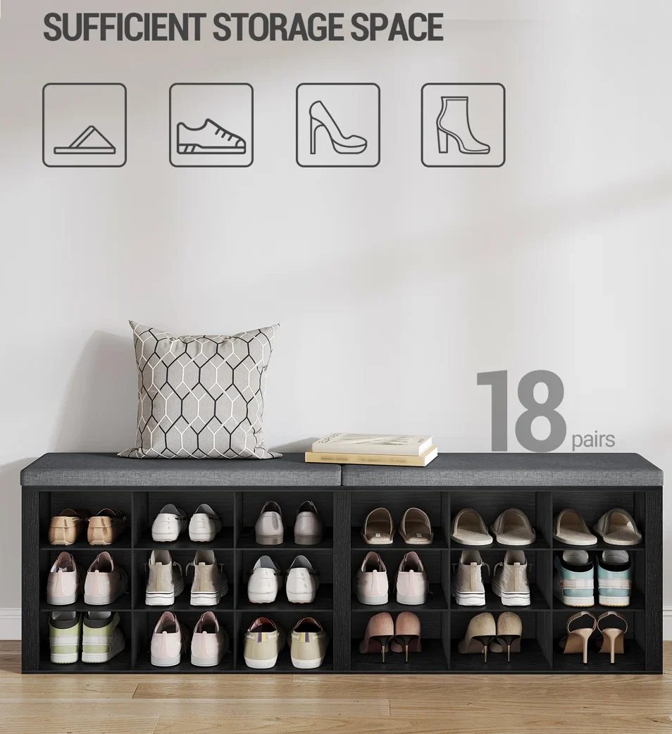 Atara Rak Sepatu Plywood Black Serat Top Bantalan Jok2
