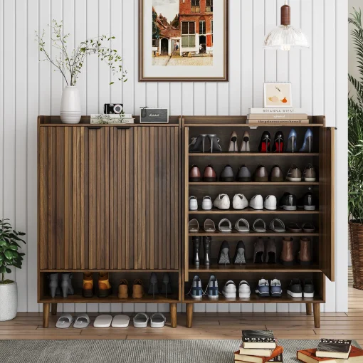 BONNA Lemari Rak Sepatu Retro 2 Pintu Kayu Jati Modern