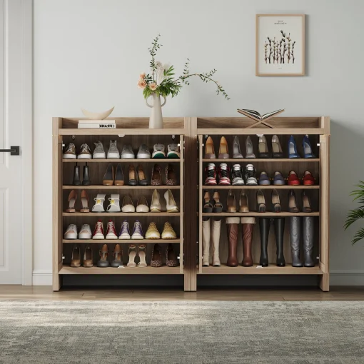 CASA Lemari Rak Sepatu Rotan Plywood Tacosheet Oak