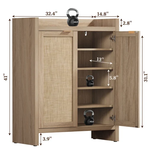 CASA Lemari Rak Sepatu Rotan Plywood Tacosheet Oak