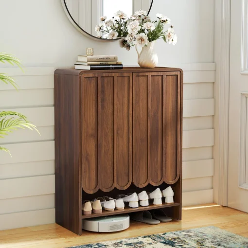 FENA Rak Sepatu 2 Pintu Kayu Jati Minimalis Modern