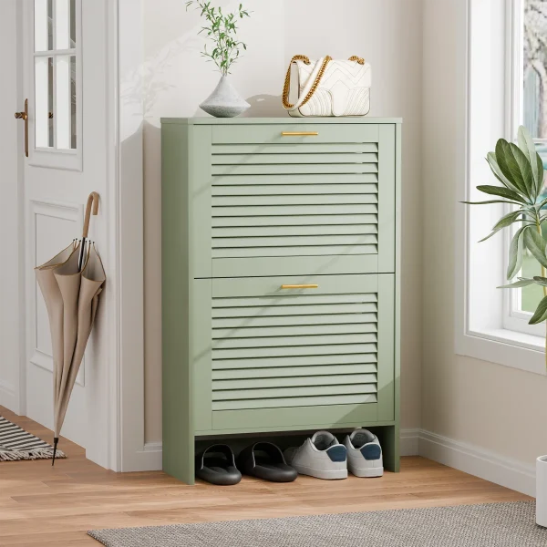 Gava Lemari Rak Sepatu 2 Susun Cat Duco Green