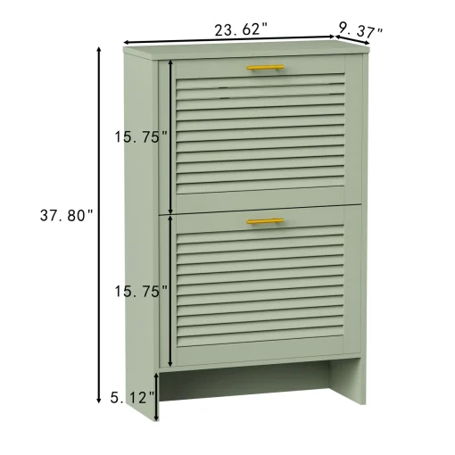 GAVA Lemari Rak Sepatu 2 Susun Cat Duco Sage Green