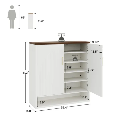 HARVA Rak Sepatu 2 Pintu Cat Duco Top Kayu Jati