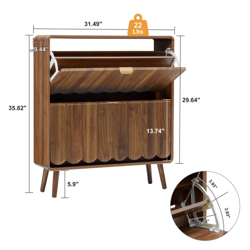 HESSA Bufet Rak Sepatu 2 Pintu Susun Unik Kayu Jati