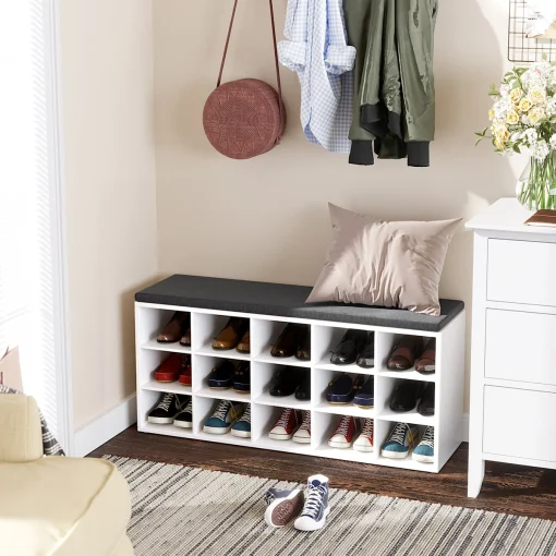 JEYA Rak Sepatu Cat Duco Putih Top Bantalan Modern