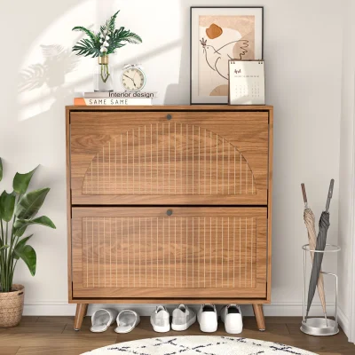 Kemma Lemari Rak Sepatu 2 Laci Retro Kayu Jati
