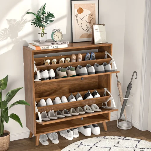 KEMMA Lemari Rak Sepatu 2 Laci Retro Kayu Jati