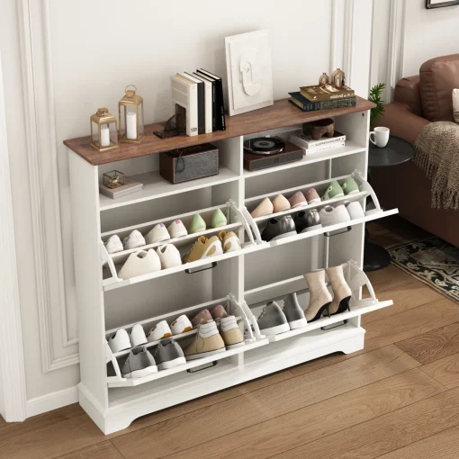 PALON Lemari Rak Sepatu 4 Pintu 2 Storage Cat Duco