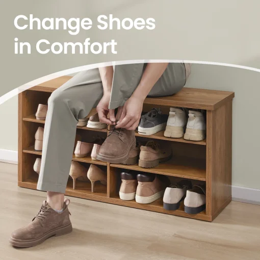 TENNA Rak Sepatu 2 Susun Kayu Jati Minimalis Modern