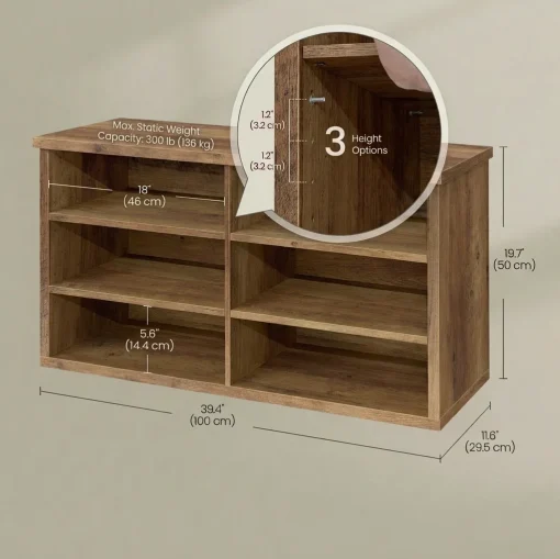 TENNA Rak Sepatu 2 Susun Kayu Jati Minimalis Modern