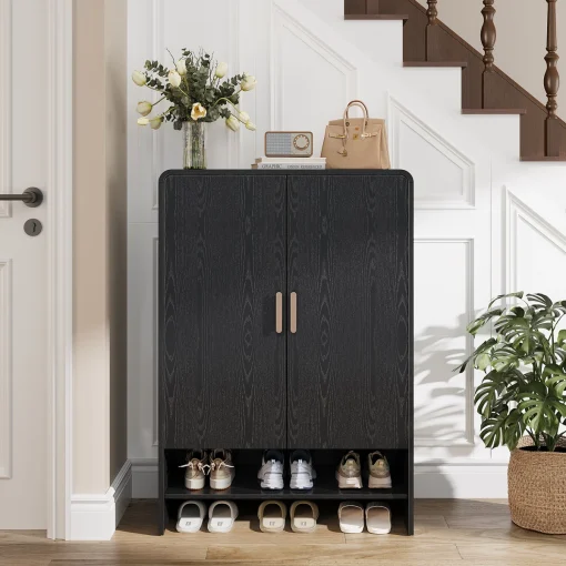 TONNI Lemari Rak Sepatu Plywood Tacosheet Hitam