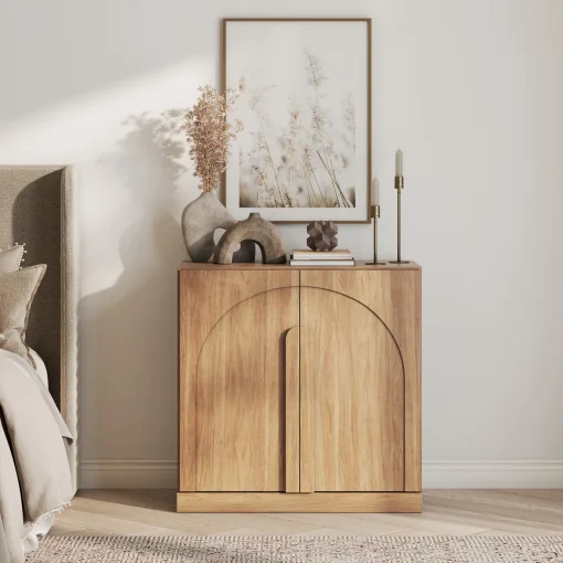 VAVA Lemari Kabinet 2 Pintu Bleaching Kayu Jati Minimalis