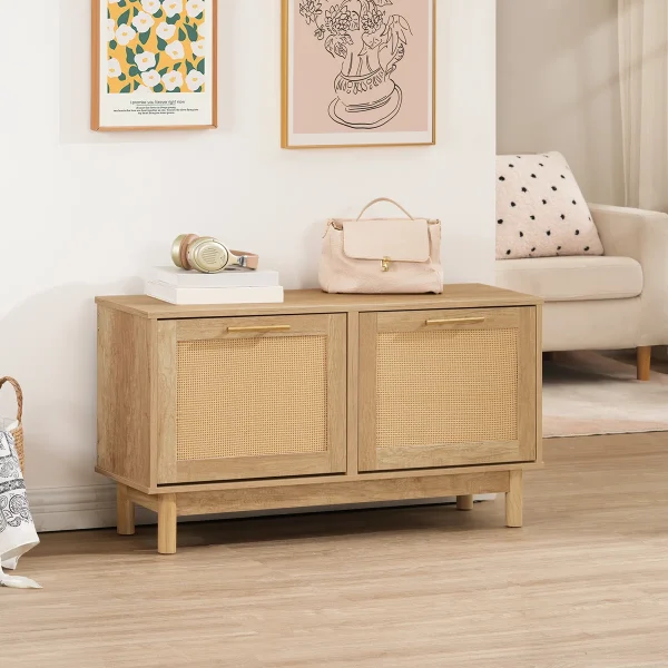 Vera Bufet Rak Sepatu 2 Pintu Kayu Jati Bleaching Minimalis