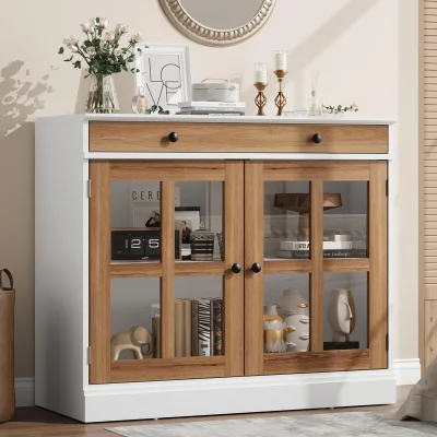 Wiona Lemari Kabinet 2 Pintu 2 Laci Cat Duco Top Jati