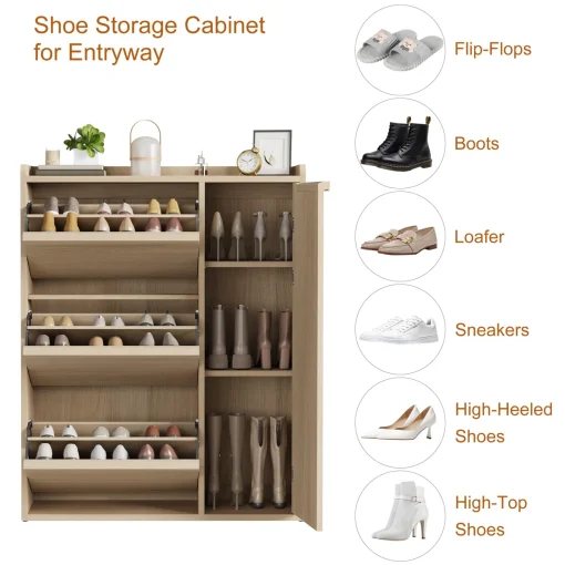 YOMA Lemari Rak Sepatu Plywood Tacosheet Motif Oak
