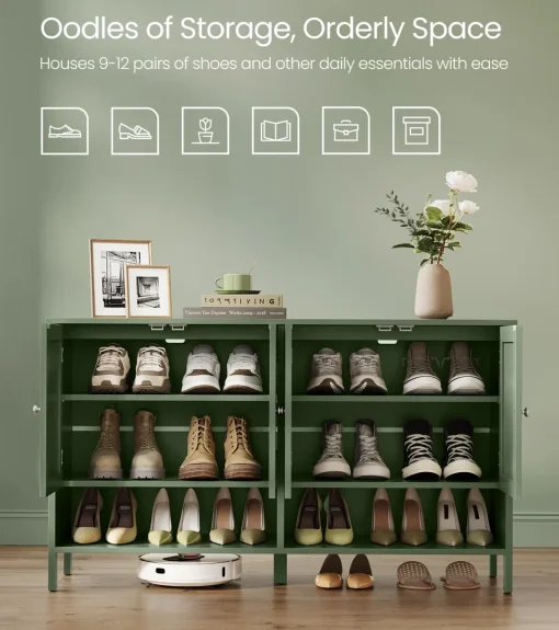 YOSSA Bufet Rak Sepatu 4 Pintu Cat Duco Green Minimalis