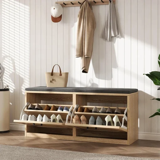CARLA Bufet Rak Sepatu 2 Pintu Jati Bleaching Wood