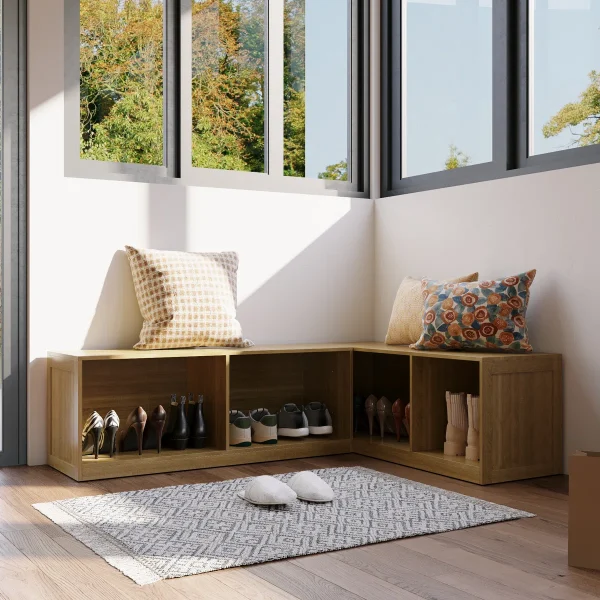 Corner Bufet Rak Sepatu Desain L Kayu Jati