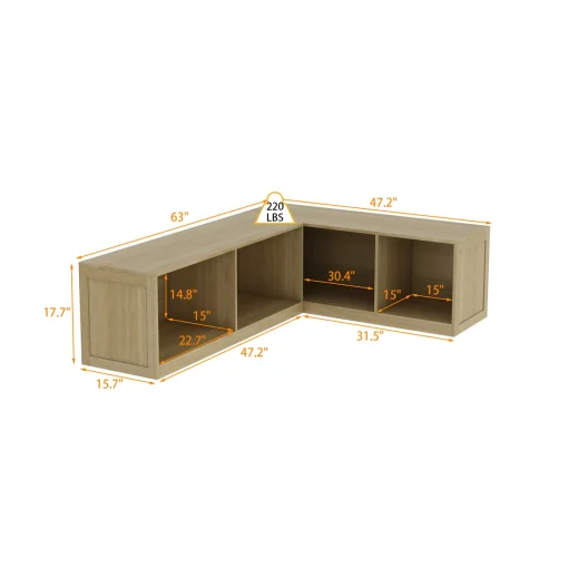 CORNER Bufet Rak Sepatu Desain L Kayu Jati Minimalis