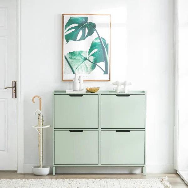Heyna Rak Sepatu 4 Pintu Cat Duco Sage Green