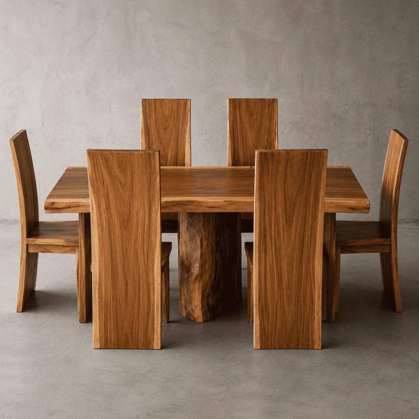 Helna Set Meja Makan Minimalis Kayu Trembesi Solid Jepara
