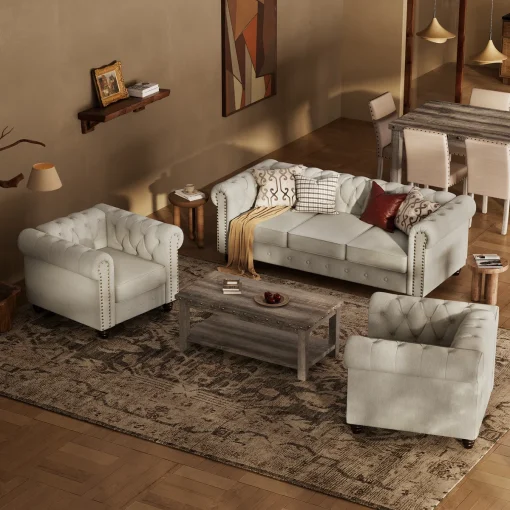 Cherry Set Sofa Tamu Klasik Chesterfield Kekinian Jepara