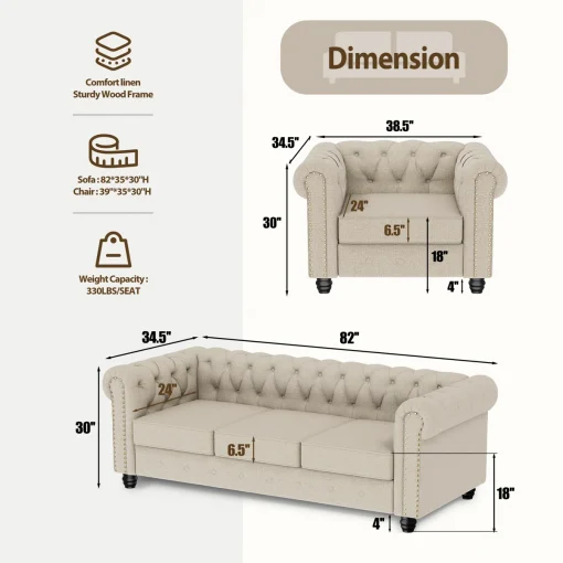 Cherry Set Sofa Tamu Klasik Chesterfield Kekinian Jepara