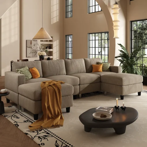 Lenna Sofa Tamu Modern Kekinian Kain Corduroy Jepara
