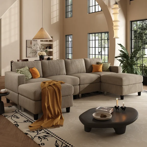 Lenna Sofa Tamu Modern Kekinian Kain Corduroy Jepara