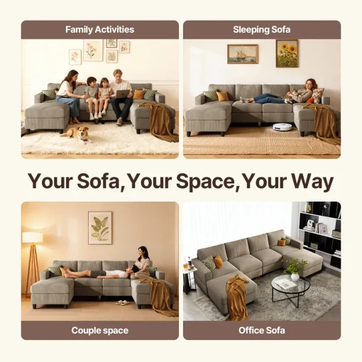 Lenna Sofa Tamu Modern Kekinian Kain Corduroy Jepara