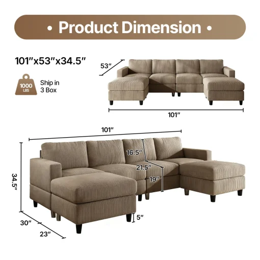 Lenna Sofa Tamu Modern Kekinian Kain Corduroy Jepara