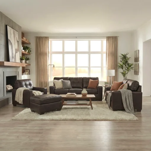 Rowan Set Sofa Tamu Desain Elegan Kekinian Kain Kulit