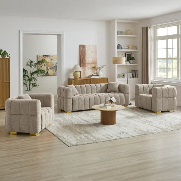 Teresa Set Sofa Tamu Modern Kekinian Kain Beludru Davinci